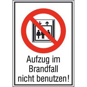 Langnachleuchtend! Verbots-Kombischild Aufzug im Brandfall nicht benutzen! - Bild vergrern