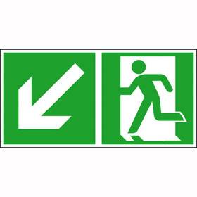 Notausgang  mit Richtungsangabe (links abwärts) - Bild vergrern